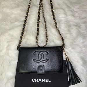 Chanel CC Leather Black Wallet on Chain